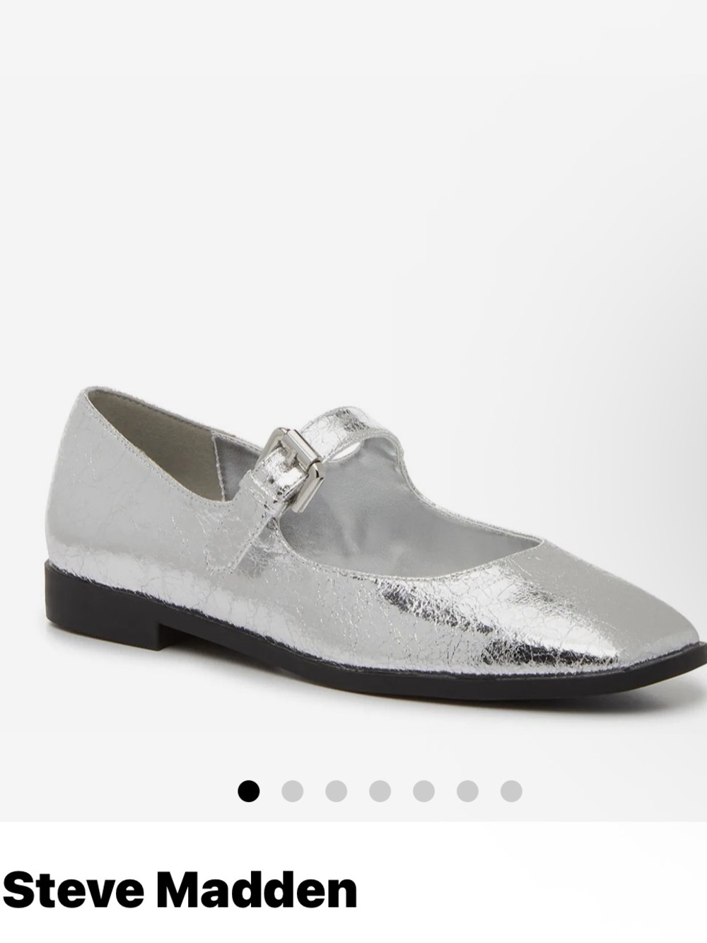 🩷 Steve Madden Woman’s Silver Metallic Solana Mary Jane Flats size 8 🩷